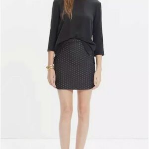 Madewell Shirttail Skirt in Nightfall Jacquard Black with Gold